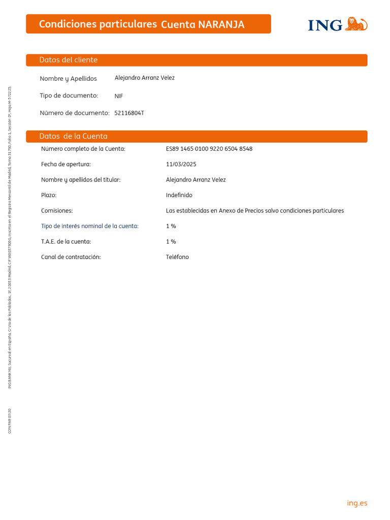 Condiciones y Protección de Datos ING | PDF | Ing Group