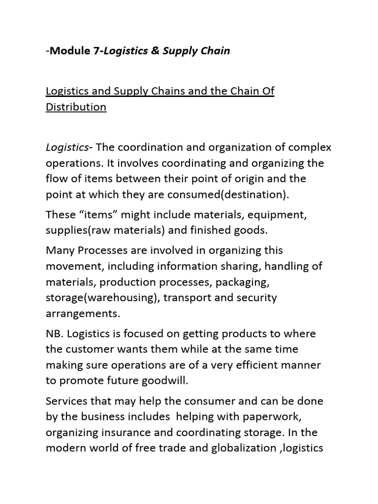 Logistics and Supply Chain Overview | PDF | Logistics | Warehouse