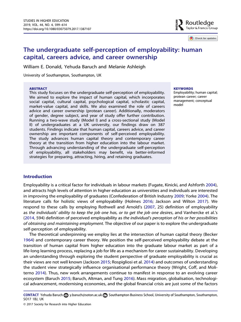 (Quanti) Donald2019 The Undergraduate Self-Perception of Employability ...