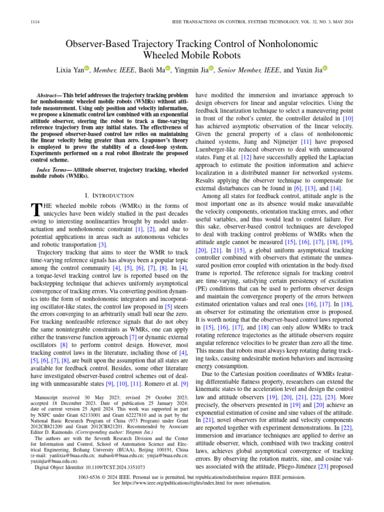 33-Observer-Based Trajectory Tracking Control of Nonholonomic Wheeled ...