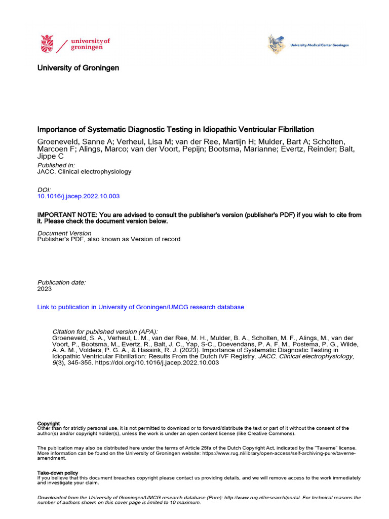 Importance of Systematic Diagnostic Testing in Idiopathic Ventricular ...