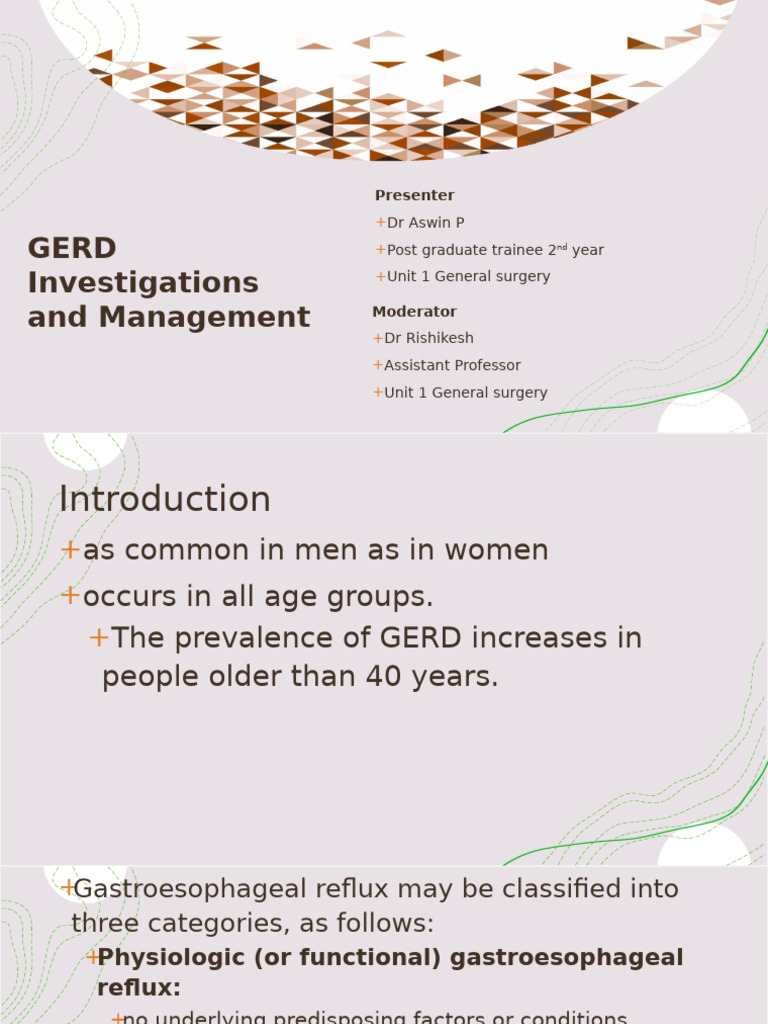GERD: Investigations and Management | PDF | Gastroesophageal Reflux ...