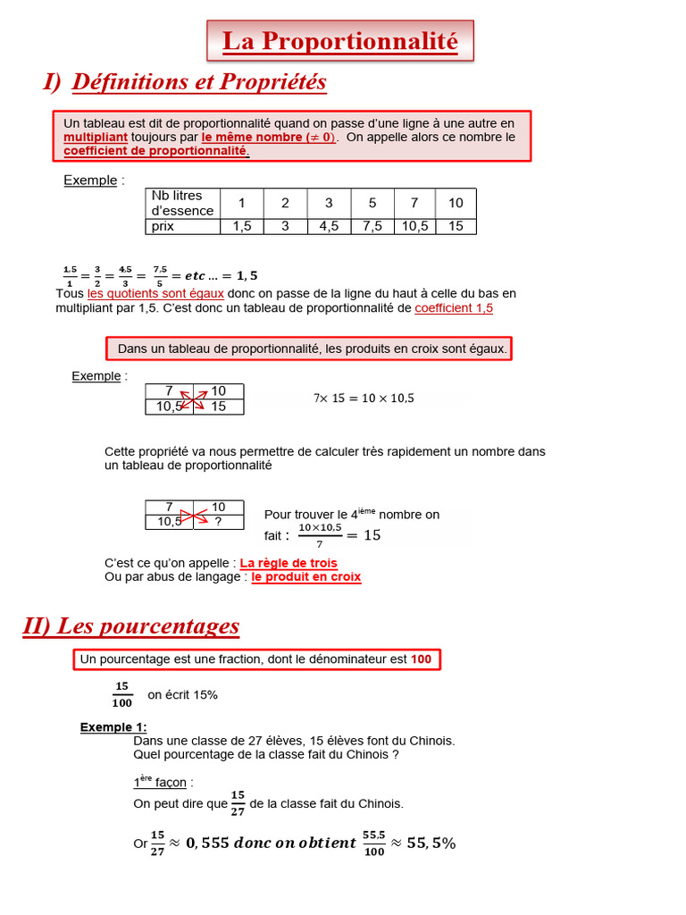 Proportionalité, Pourcentages et Échelles | PDF | Pourcentage ...