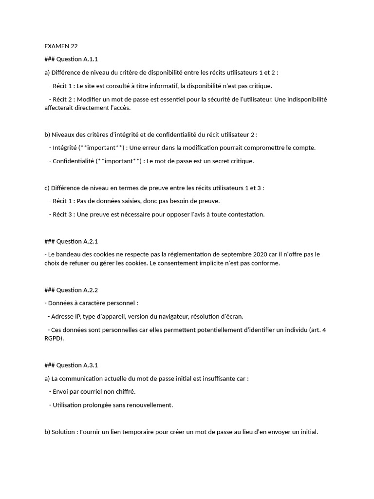 EXAMEN 22 Correction | PDF | Cookie (informatique) | Mot de passe