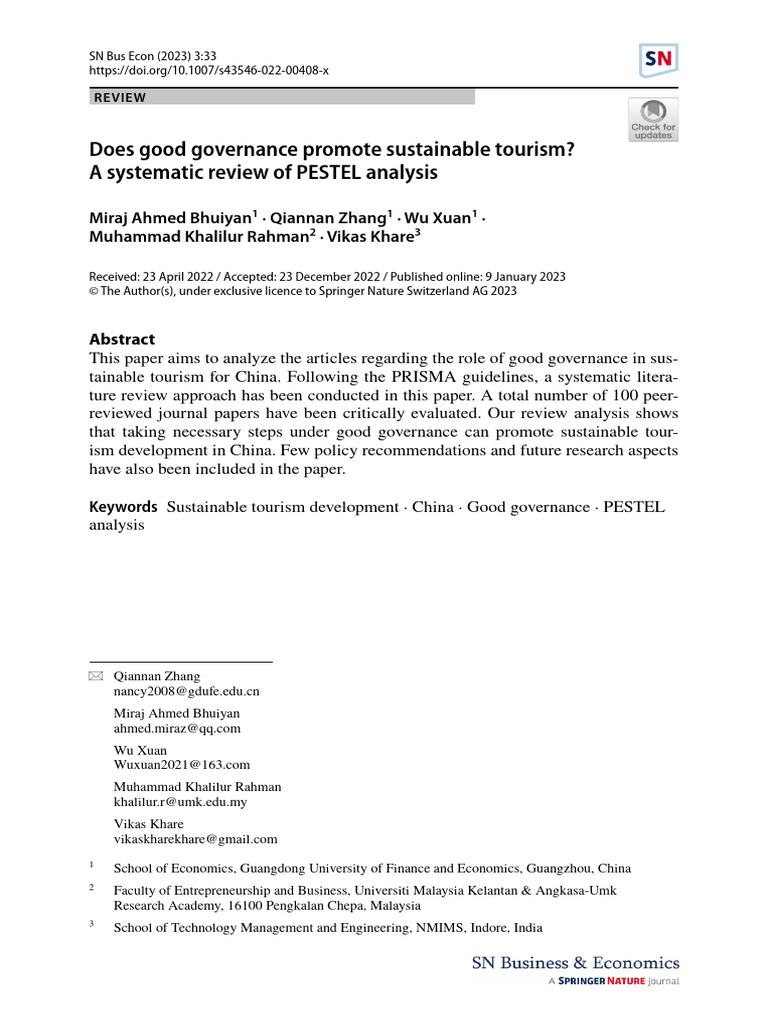 Good Governance and Sustainable Tourism | PDF | Sustainability | Tourism