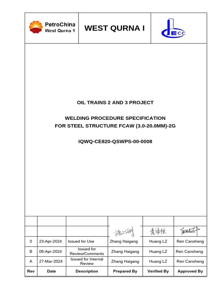 Welding Procedure for Steel Structure FCAW | PDF | Welding | Construction