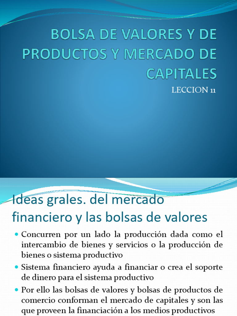 Mercado Financiero y Bolsas de Valores | PDF | Bolsa | Bolsa de Valores