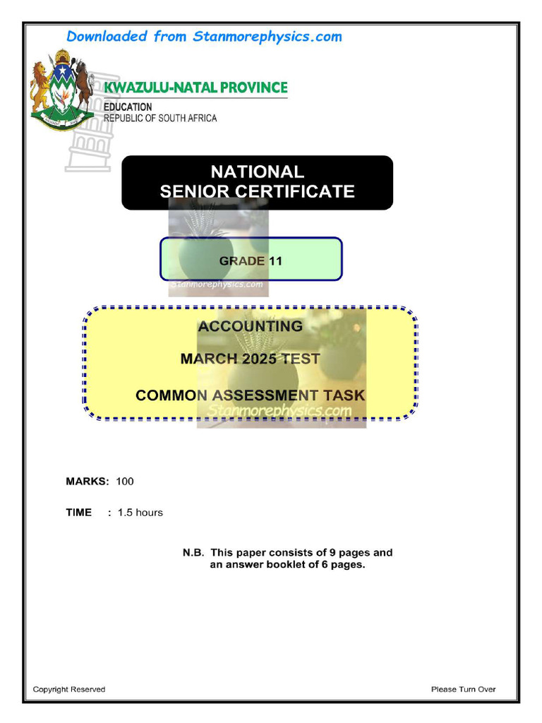 KZN Accounting Grade 11 March 2025 QP and Memo | PDF