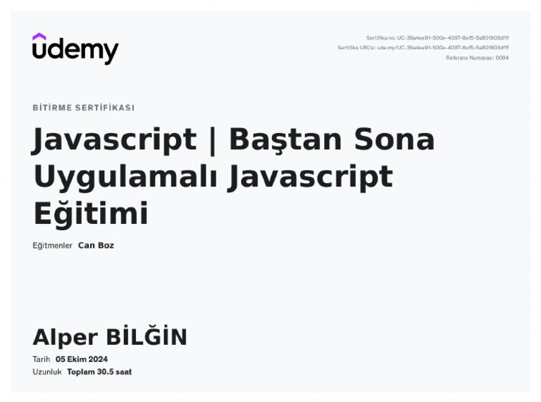 Javascript Baştan Sona Uygulamalı Javascript Eğitimi | PDF