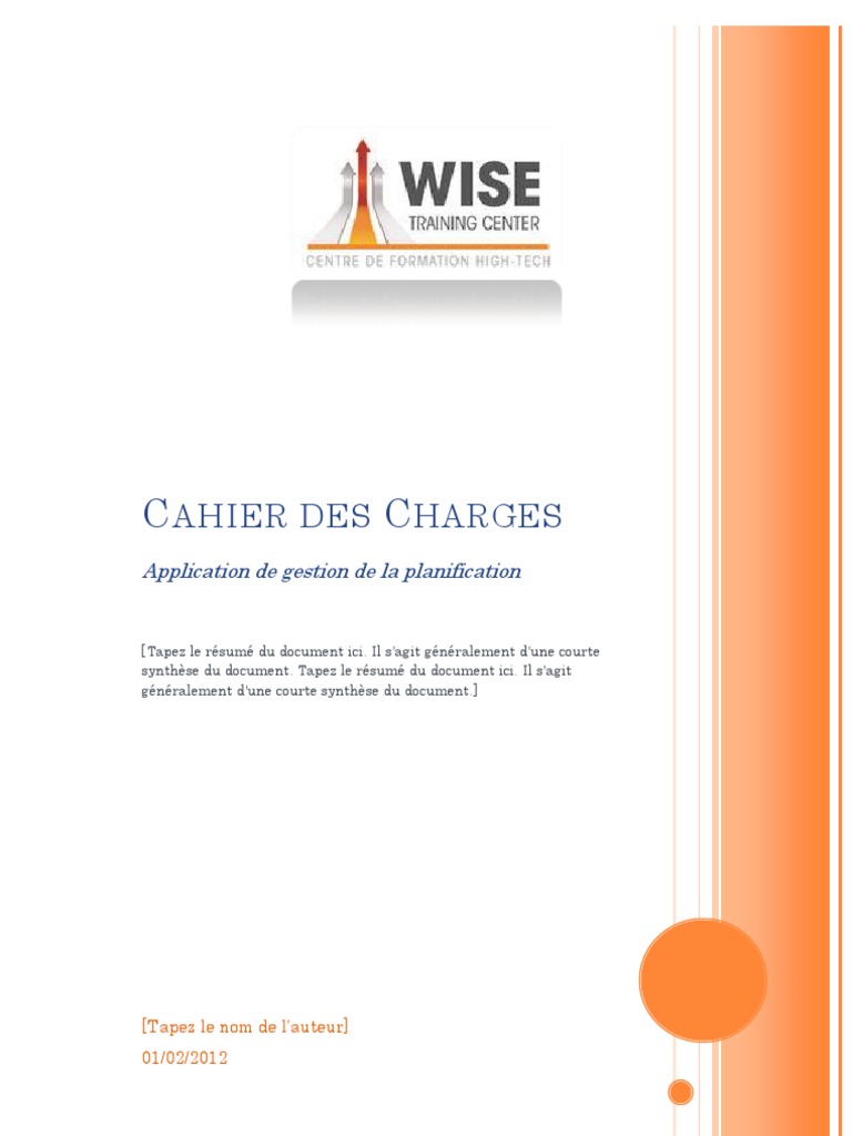 Page De Garde Pour Cahier Des Charge Cahier Des Charges | Mise en page | Informatique
