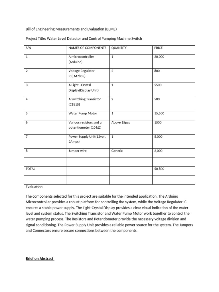 Water Level Project Beme | PDF | Sensor | Power Supply
