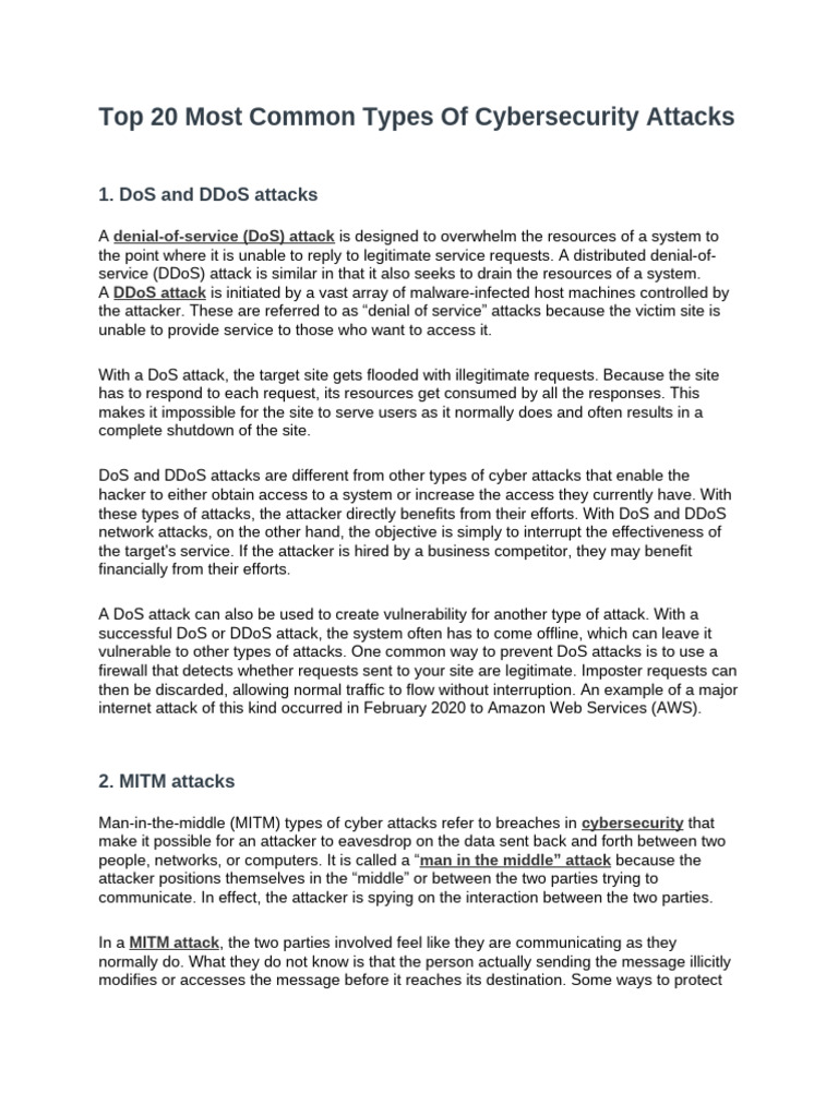 A closer look at Top 20 Most Common Types Of Cyber Attacks