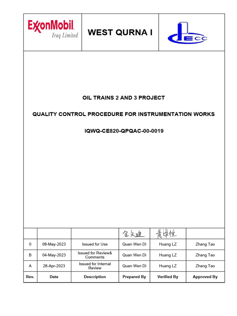 Iqwq-ce820-Qpqac-00-0019 - 0 Quality Control Procedure For ...