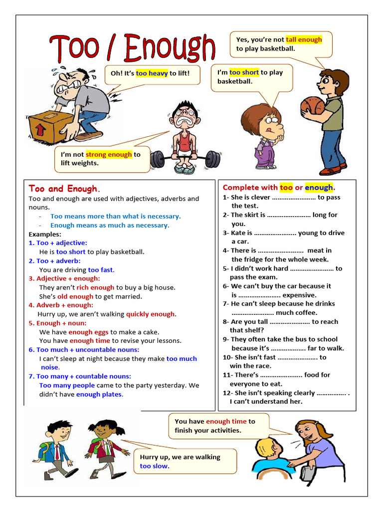 Bas3 1.5 Too and Enough | PDF | Adjective | Noun