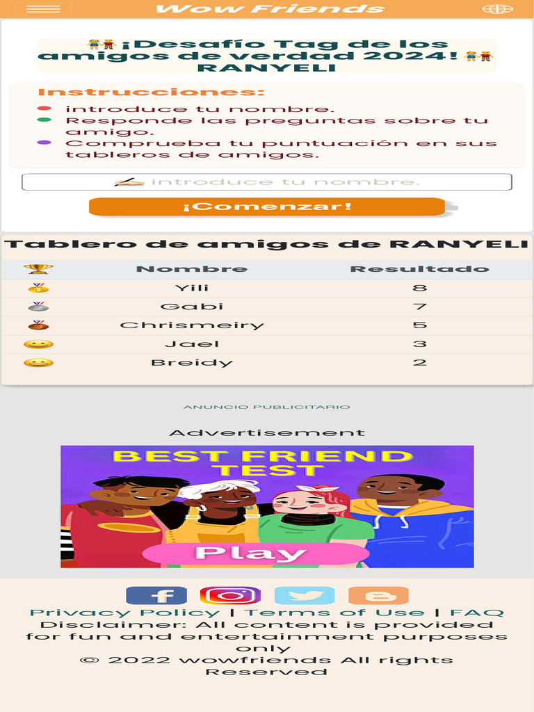 Tablero de amigos RANYELI 2024 | PDF
