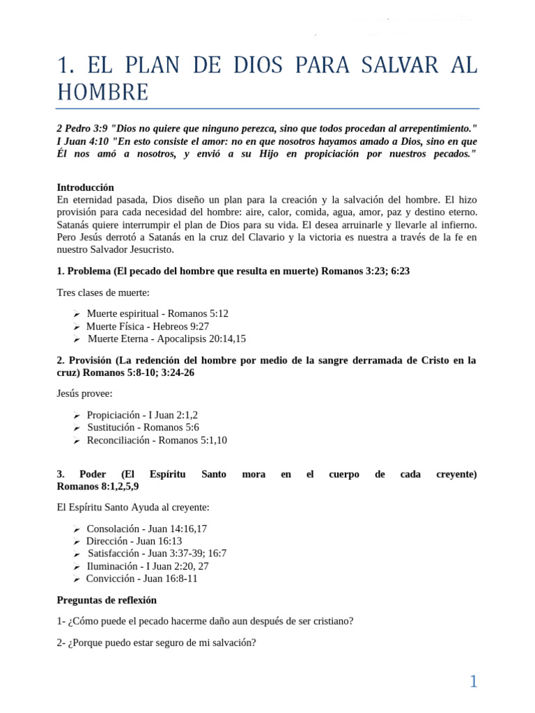 El Plan de Dios para Salvar Al Hombre | PDF