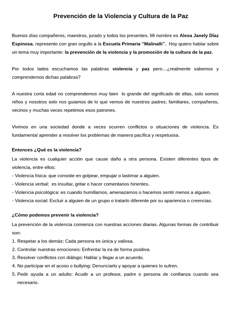 Prevención de Violencia y Cultura de Paz | PDF | Violencia | Paz