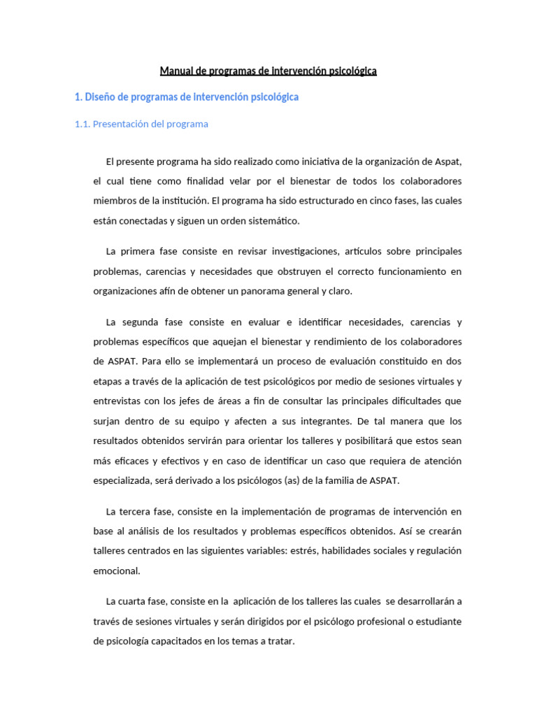 Manual de Programas de Intervención Psicológica | PDF | Las emociones ...