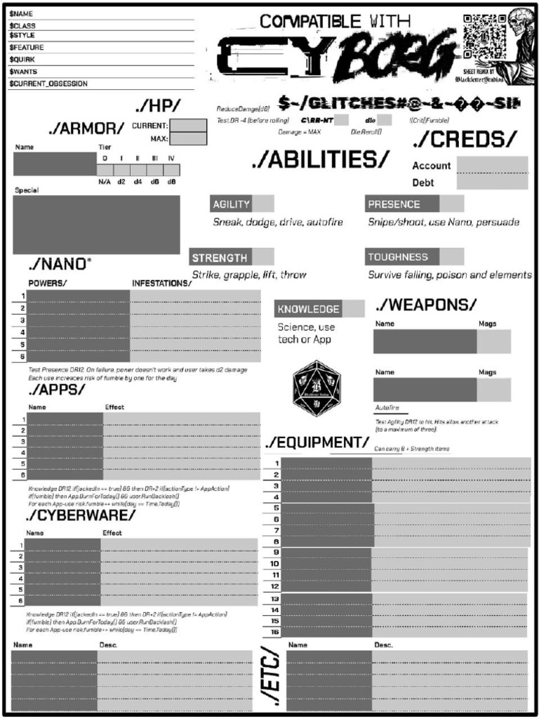 Cy - Borg Extended Character Sheet | PDF