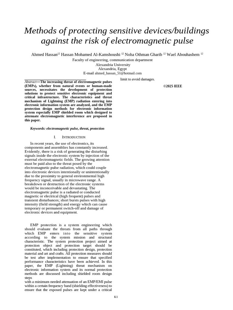 EMP Protection Methods for Electronics | PDF | Antenna (Radio ...