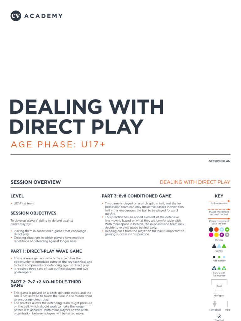 U17+ Session Plan: Defending Direct Play | PDF | Defender (Association ...