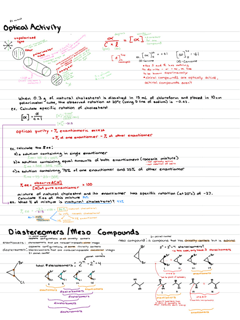 Specific Rotation and Enantiomeric Excess | PDF | Space | Organic Chemistry