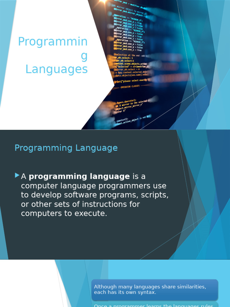 LESSON 1 - Programming Languages | PDF | Programming Language ...
