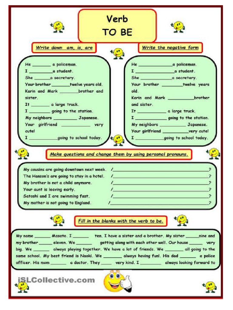 Verb To Be | PDF