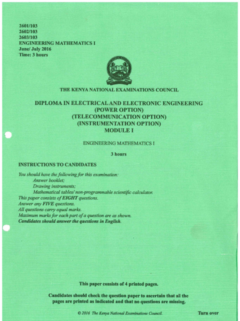 Engineering Mathematics I - Mod I - Jul, 2016 | PDF