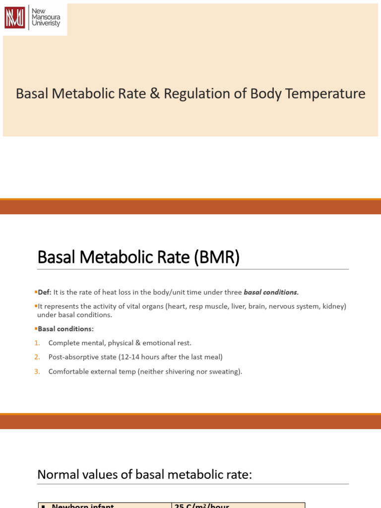 BMR and Body Temperature Regulation | PDF | Fever | Hypothalamus