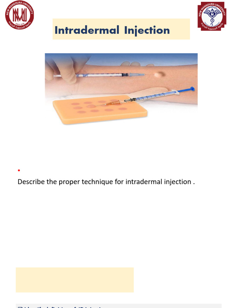 ID Injection Modified 2025 | PDF | Injection (Medicine) | Clinical Medicine