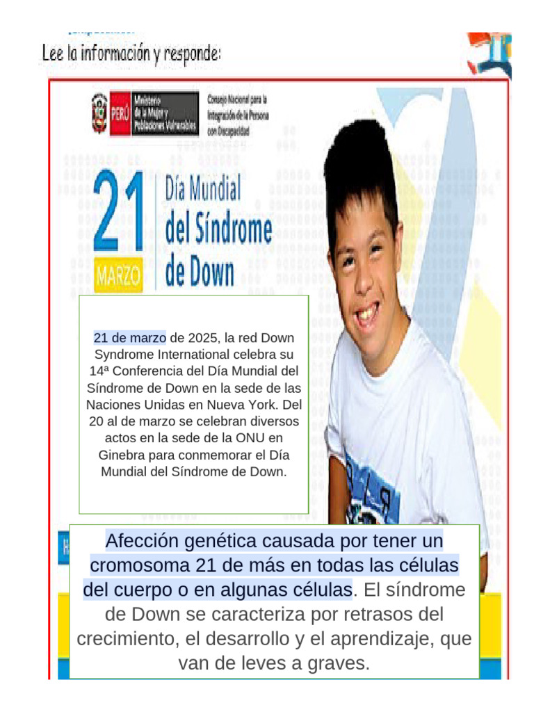 Jueves 20 Ficha de Tutoria Sindrome de Dawn | PDF
