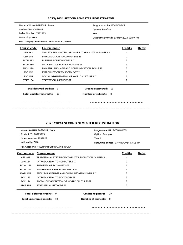 Registration Slip | PDF | Science | Economics
