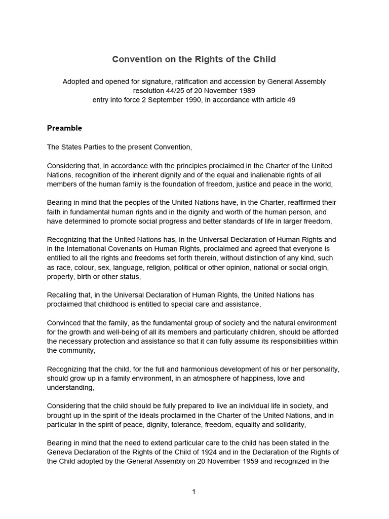 Rights of the Child Convention Summary | PDF | Human Rights | Children ...