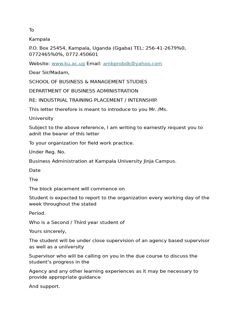 Internship Letter | PDF