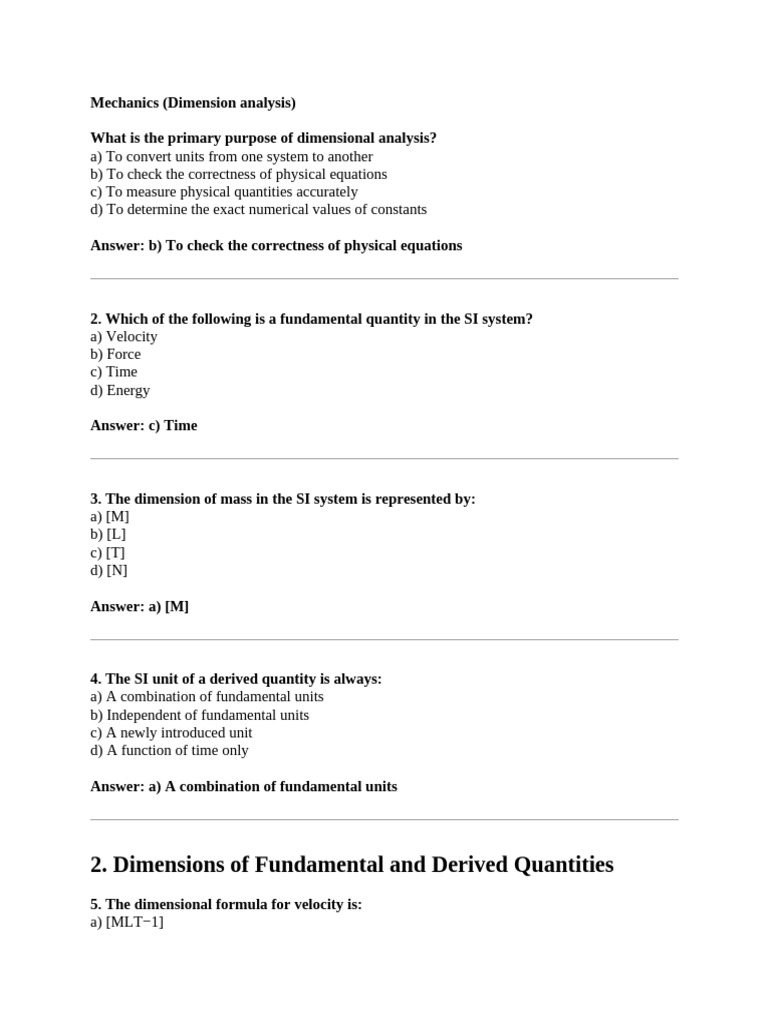 Dimensional Analysis in Mechanics | PDF | Collision | Momentum