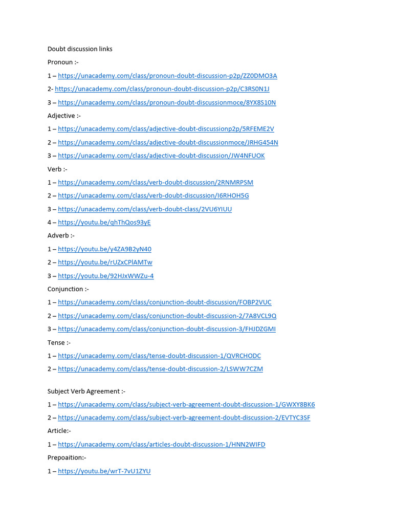 Doubt Classes Links | PDF