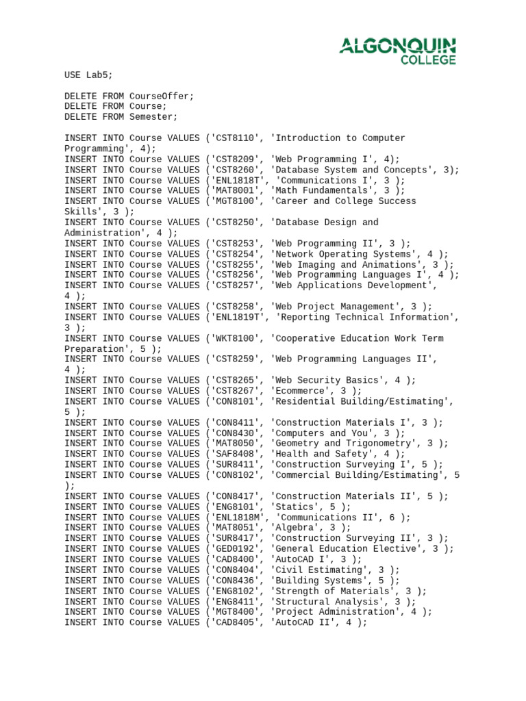 Course Offerings and Semesters Data | PDF | Web Development | Computer ...