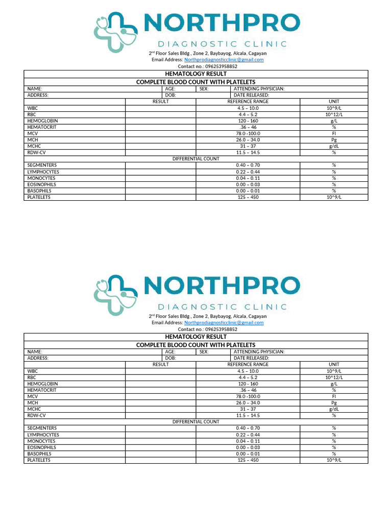 Complete Blood Count Hematology Results | PDF | White Blood Cell | Cell ...