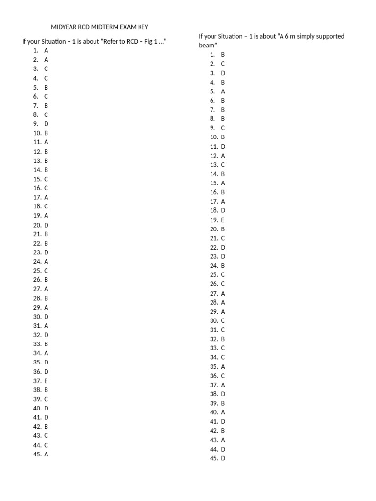 RCD Midterm Exam Answer Key | PDF