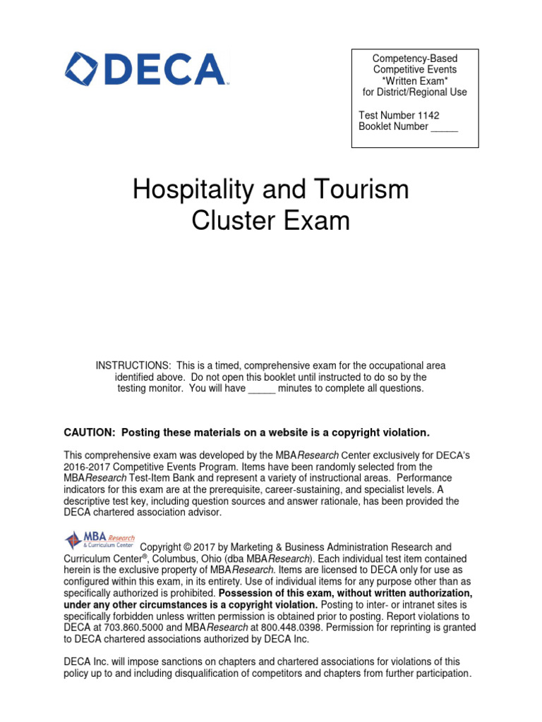 616dbd3155f928911021226b HS Hospitality Cluster Sample Exam 2017 | PDF ...