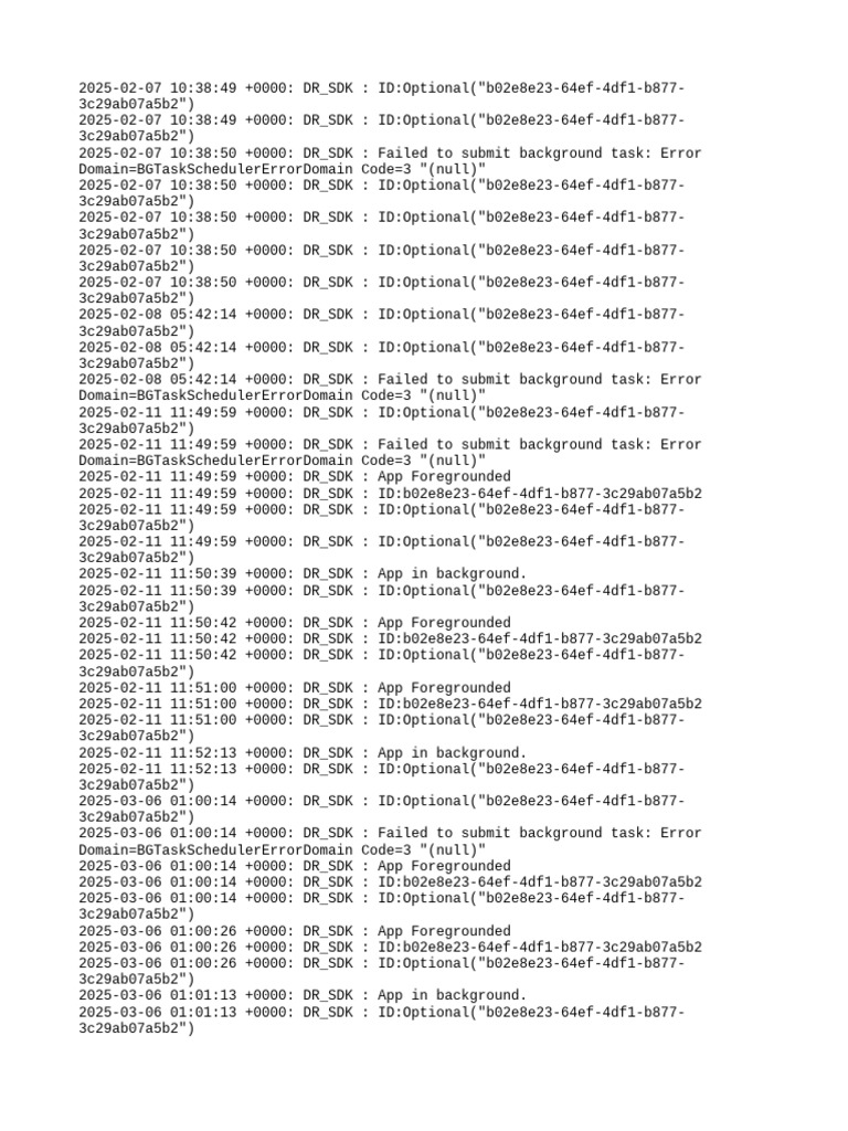 DR_SDK Background Task Errors Log | PDF