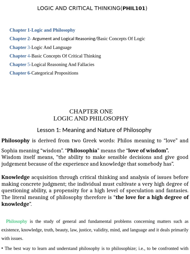 PP Logic and Critical (Chapter 1-5) 2012 E.C | PDF | Argument ...