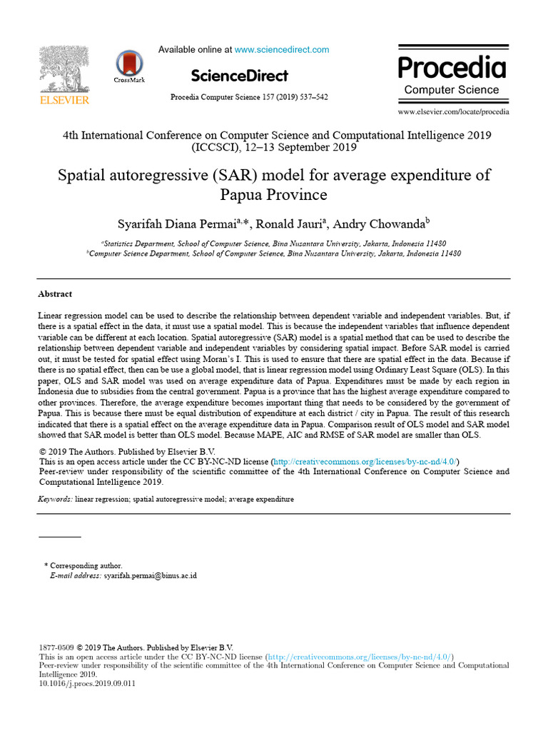 Spatial Autoregressive Model for Papua Expenditure | PDF | Regression ...