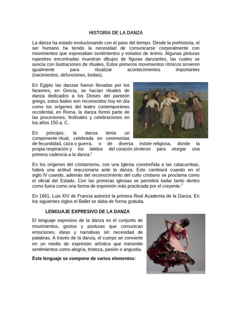 Evolución y Lenguaje de la Danza | PDF | Bailes | Las artes escénicas