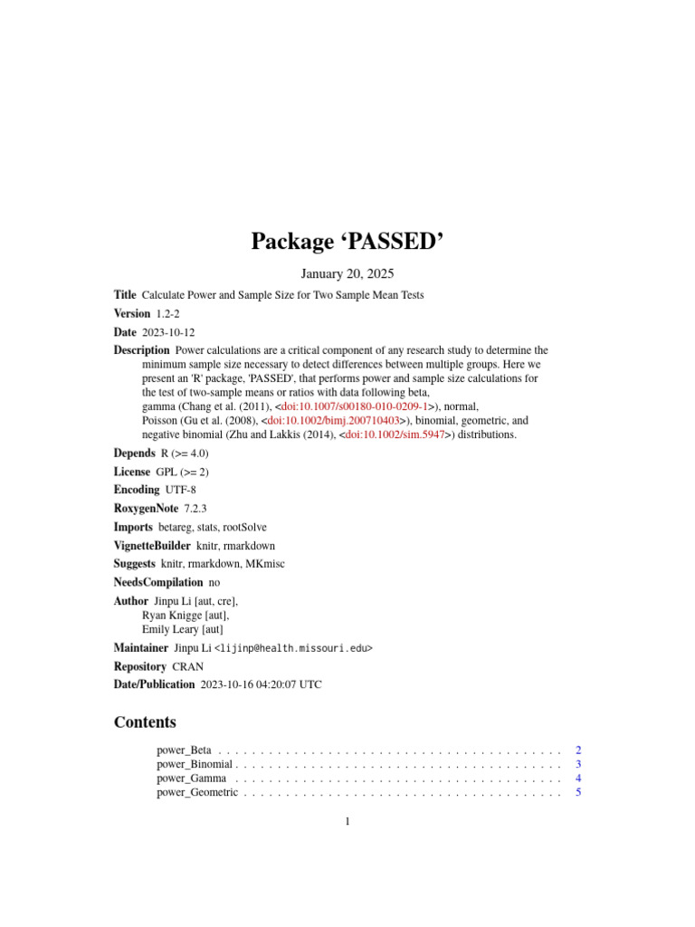 Power & Sample Size Calculations in R | PDF | Type I And Type Ii Errors ...