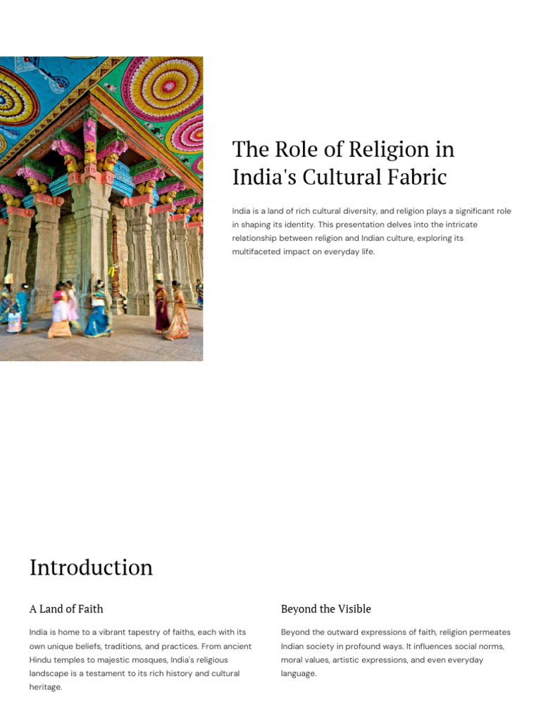 the role of religion in india cultural fabric (1) | PDF | Temple | Faith