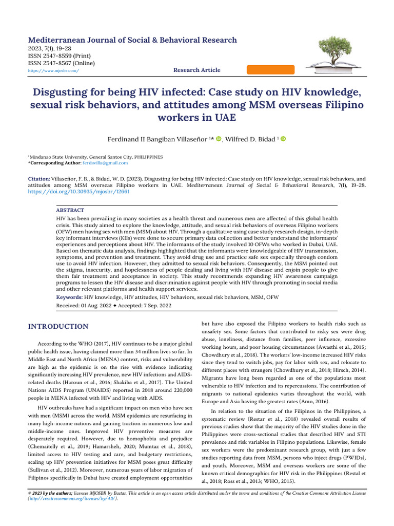 Disgusting For Being Hiv Infected Case Study On Hiv Knowledge Sexual ...