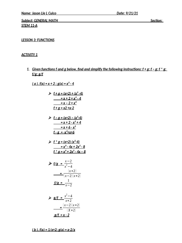 Simplifying Functions in General Math | PDF