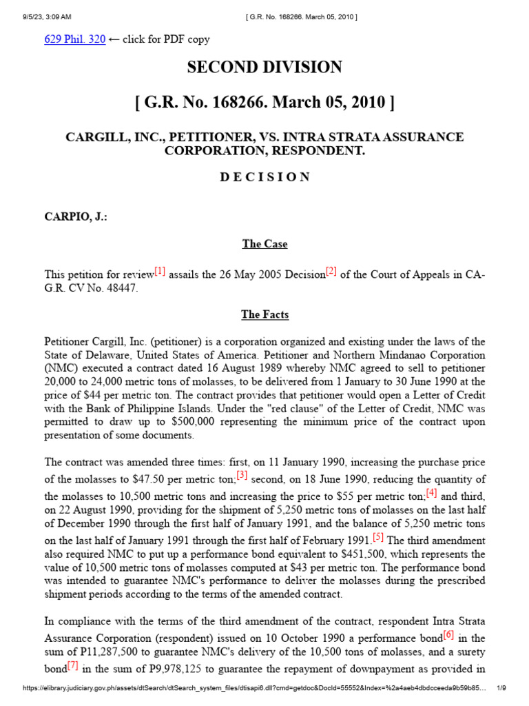Cargill V Intra Strata Assurance Corp | PDF | Lawsuit | Letter Of Credit